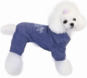 Blue Fleece Dog Clothes Warm Sweater Shirt XL Cat