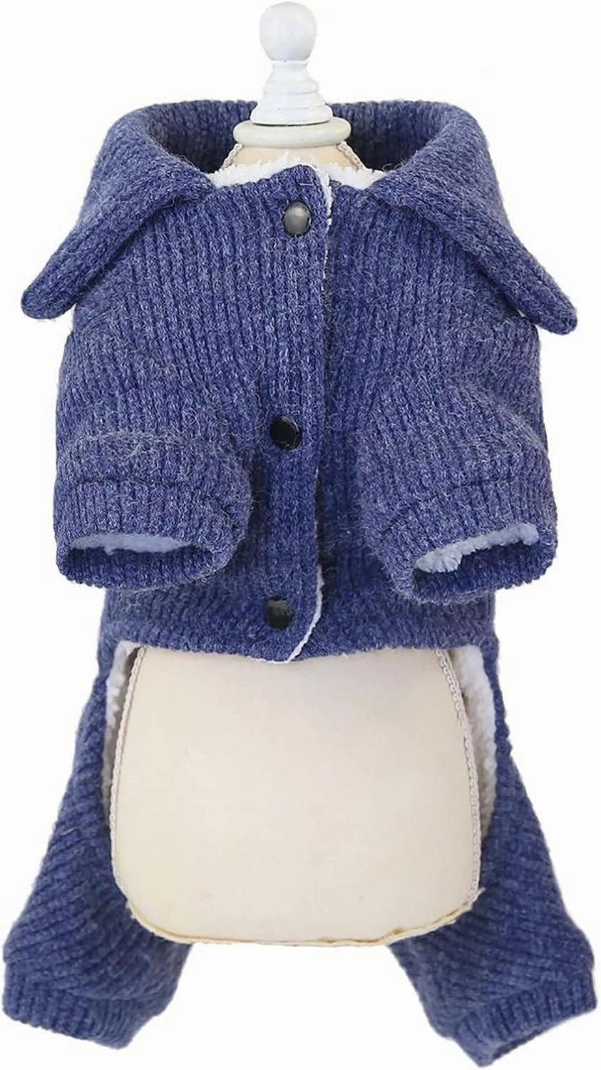 Blue Fleece Dog Clothes Warm Sweater Shirt XL Cat