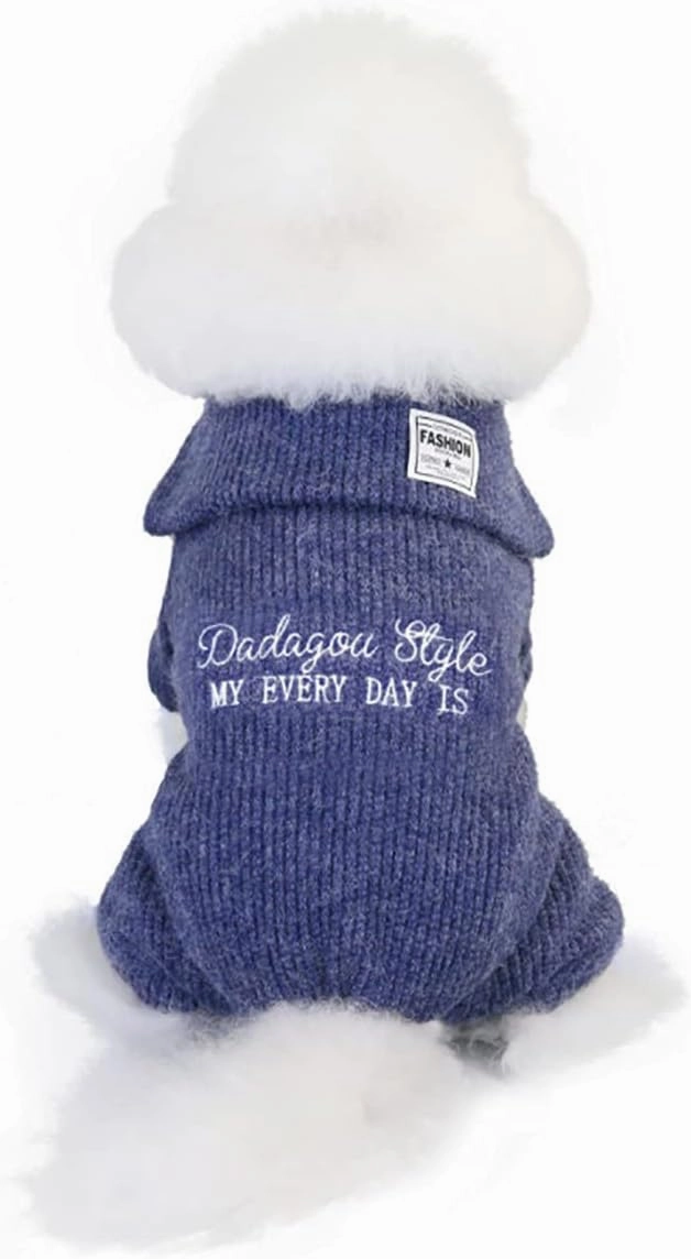 Blue Fleece Dog Clothes Warm Sweater Shirt XL Cat