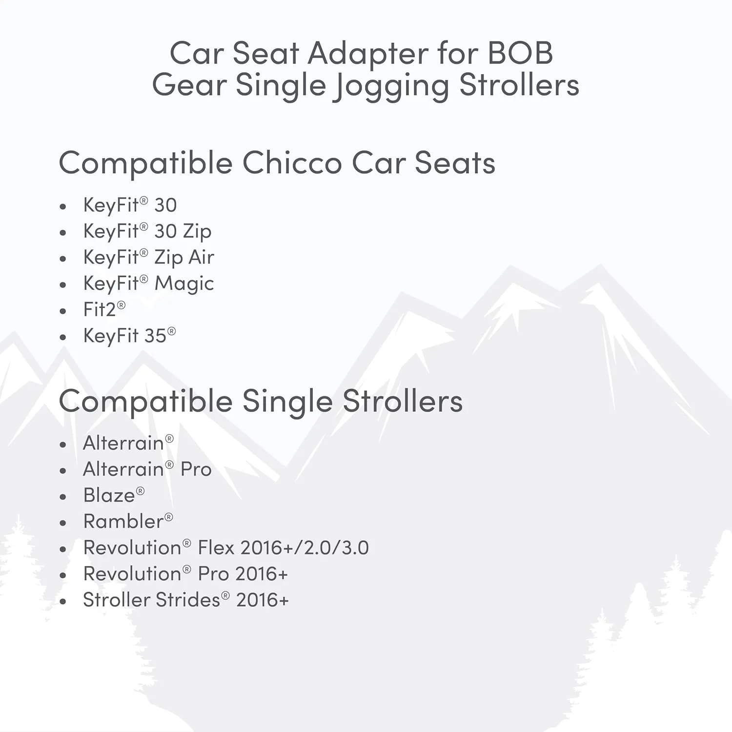 BOB Gear Single Jogging Stroller Adapter for Chicco Infant Car Seats