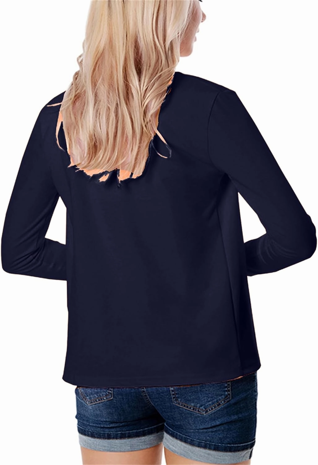 BOFETA Women Lightweight Long Sleeve Blazer Casual Open Front Business Blazer Notched Collar Slim Work Office Blazer