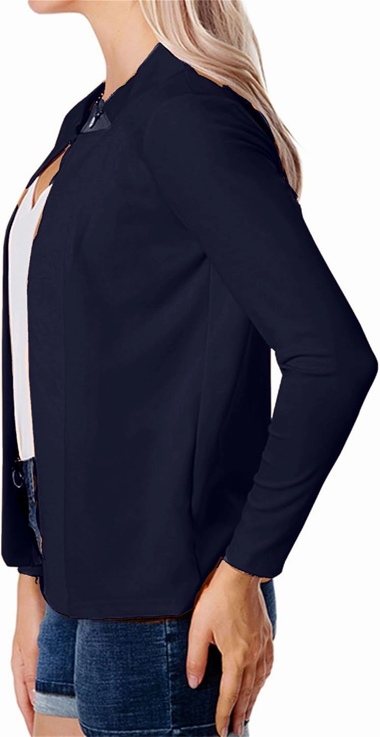 BOFETA Women Lightweight Long Sleeve Blazer Casual Open Front Business Blazer Notched Collar Slim Work Office Blazer