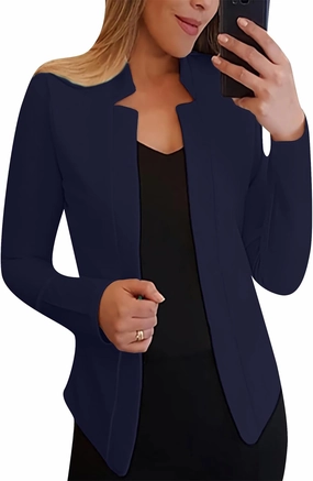 BOFETA Women Lightweight Long Sleeve Blazer Casual Open Front Business Blazer Notched Collar Slim Work Office Blazer