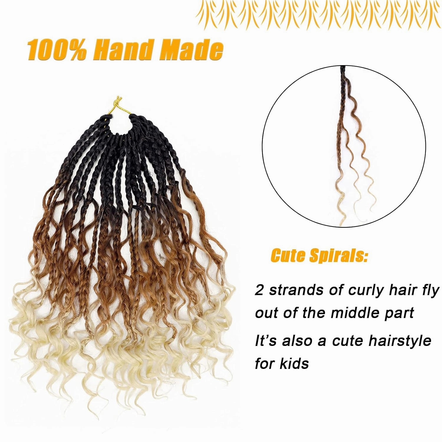 Boho Box Braids Crochet Hair for Women 10 Inch 7packs Goddess Box Braids with Curly Ends 3X Short Bob Crochet Braids for Kids Synthetic Bohemian Braiding Hair Extensions (1B/30/613)