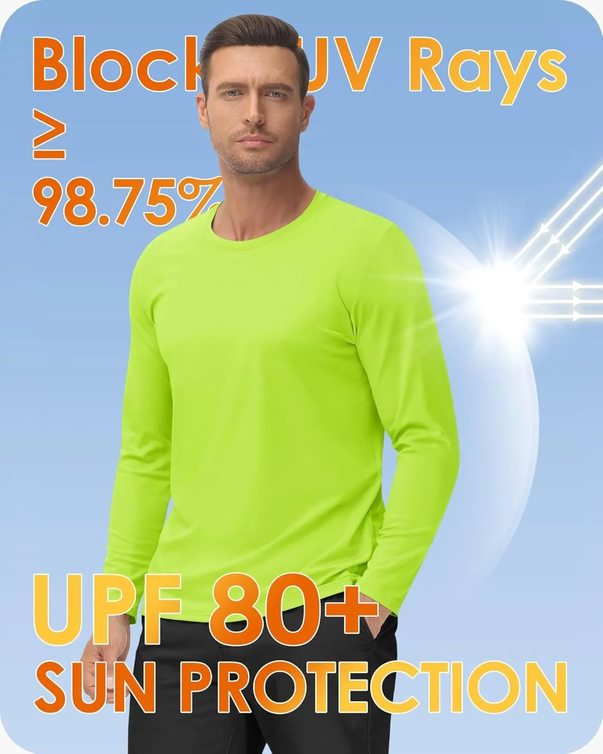 Boladeci Men's UPF 80  Sun Shirts Long Sleeve Lightweight UV Protection SPF Shirts Rash Guard Swim T-Shirts