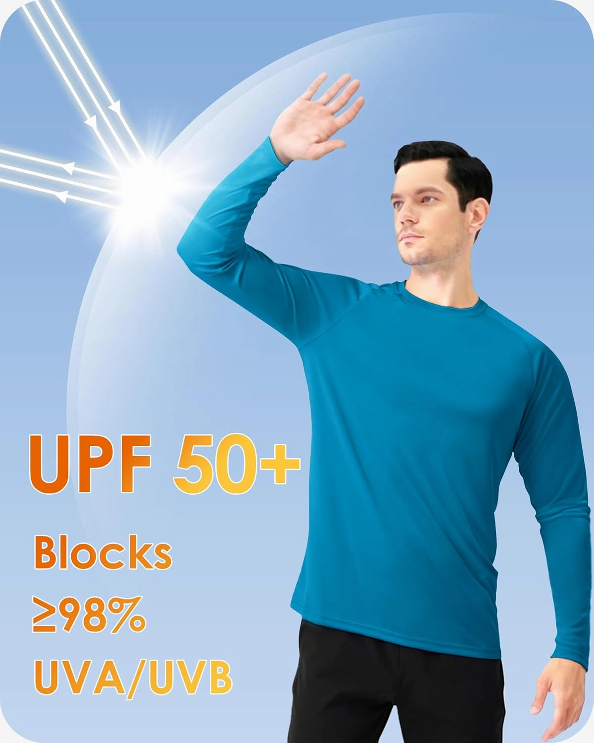 Boladeci Men's UPF 50  Sun Protection UV SPF Shirts Long Sleeve Lightweight Quick Dry Swim T-Shirts Rash Guard