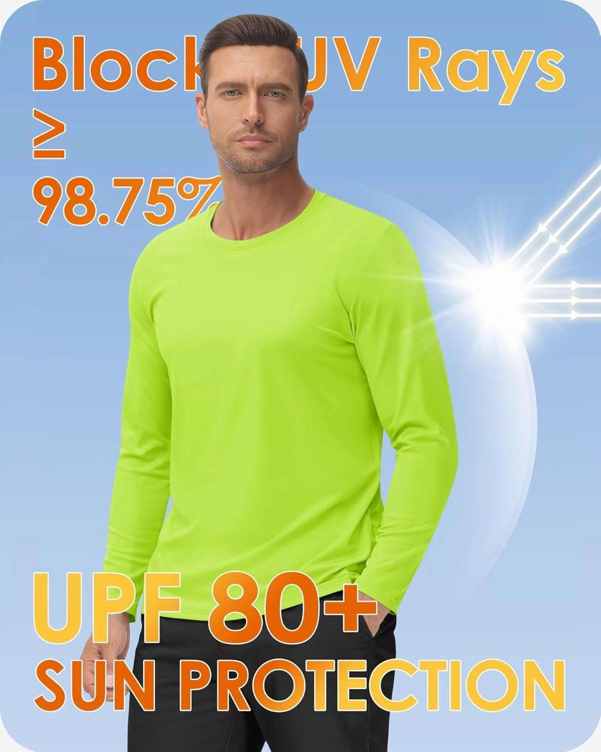 Boladeci Men's UPF 80  Sun Shirts Long Sleeve Lightweight UV Protection SPF Shirts Rash Guard Swim T-Shirts