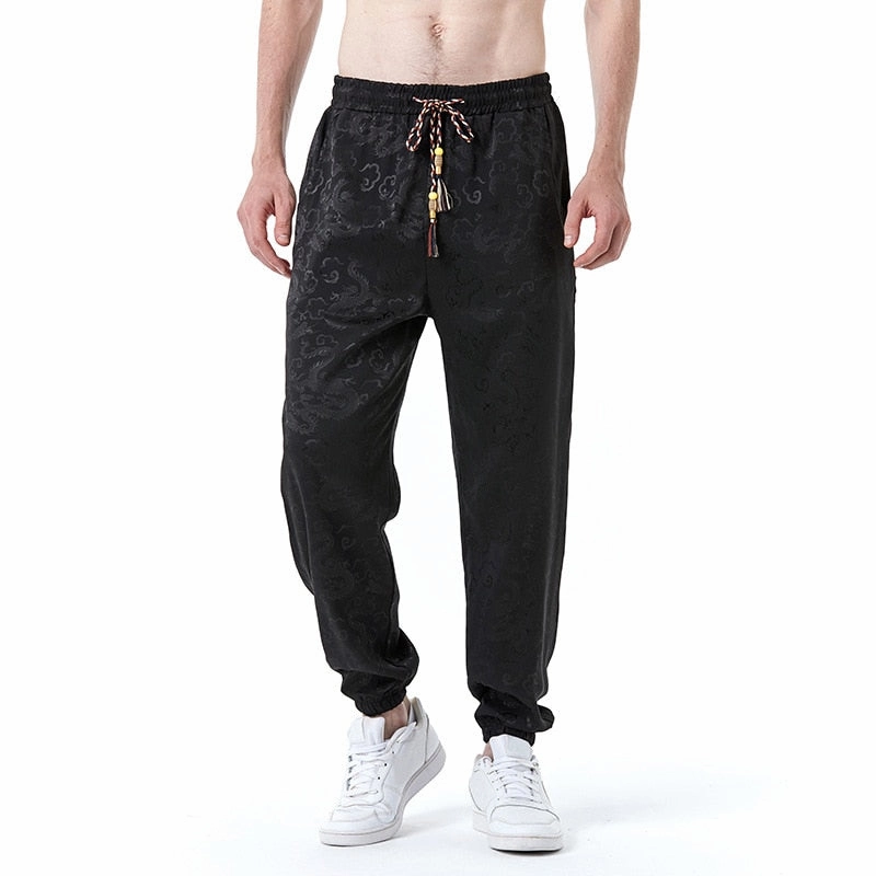 Bonsir Chinese Style Pants Men long Sweatpants Trousers Men Casual Lightweight Spring Summer Men Joggers