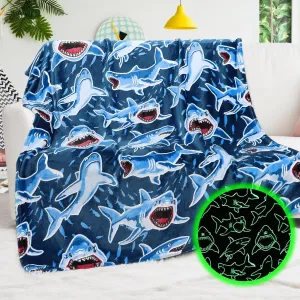 BORORO Glow in The Dark Shark Blanket - Cozy Shark Toys Birthday Gifts for Kids Boys 50x60 inch