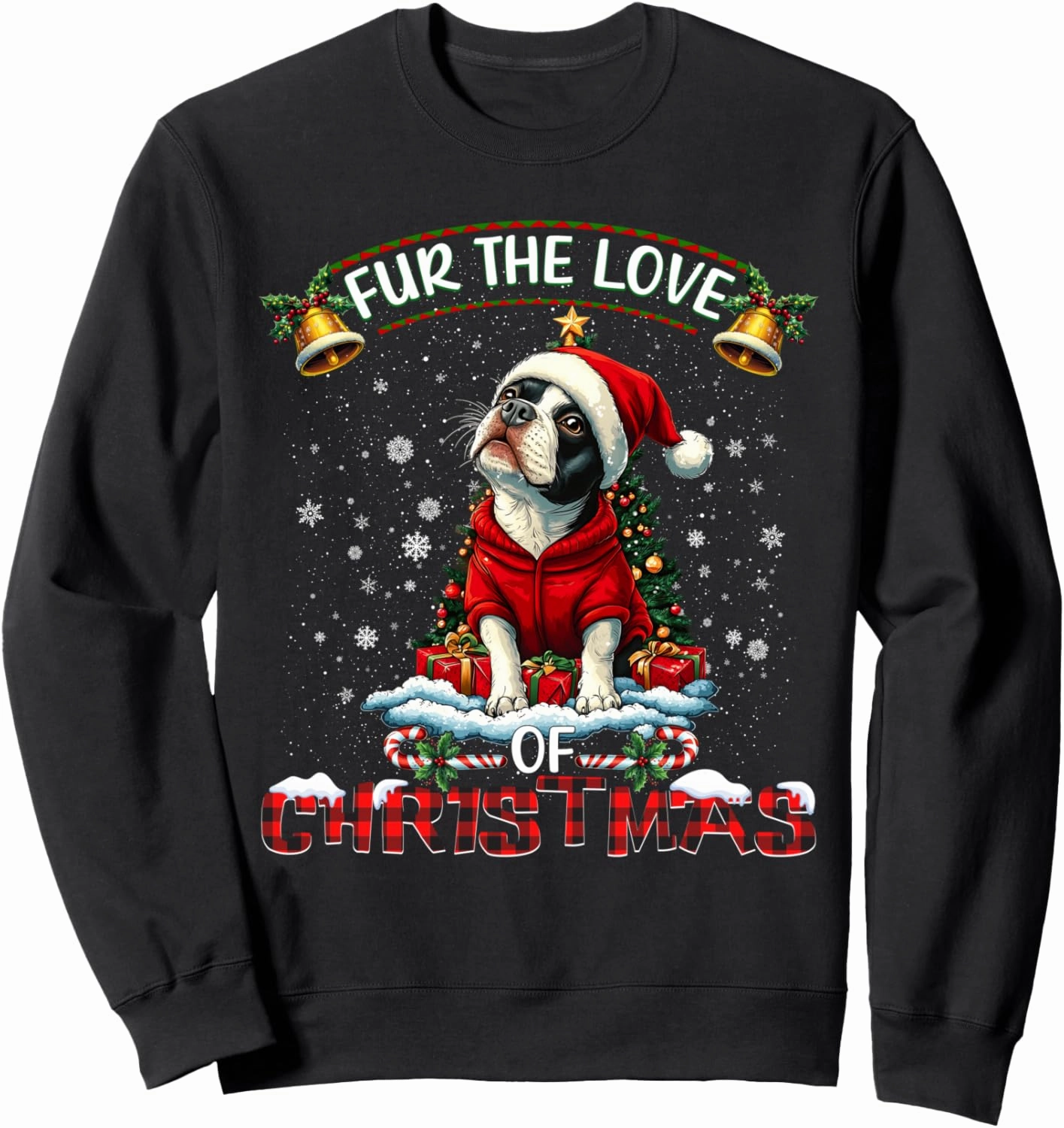 Boston Terrier Christmas Tree Decorations Dog Lover Xmas Sweatshirt