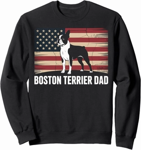 Boston Terrier Dad American Flag 4th of July USA Dog Gift Sweatshirt