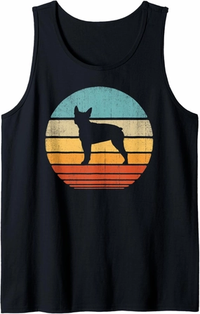 Boston Terrier Retro Vintage 60s 70s Sunset Dog Lovers Men Tank Top