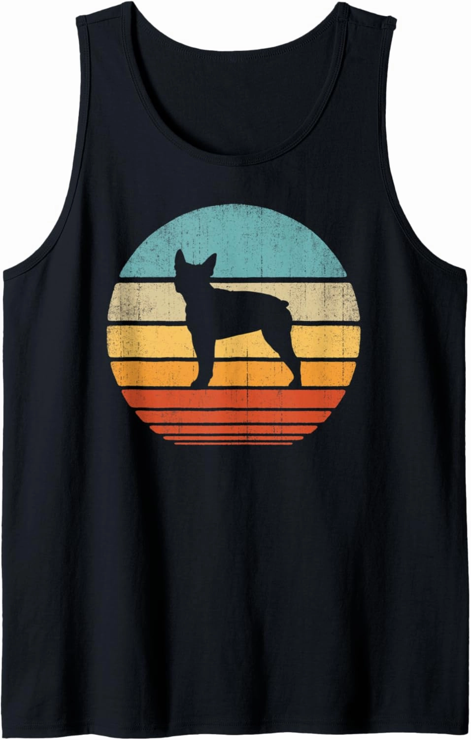 Boston Terrier Retro Vintage 60s 70s Sunset Dog Lovers Men Tank Top