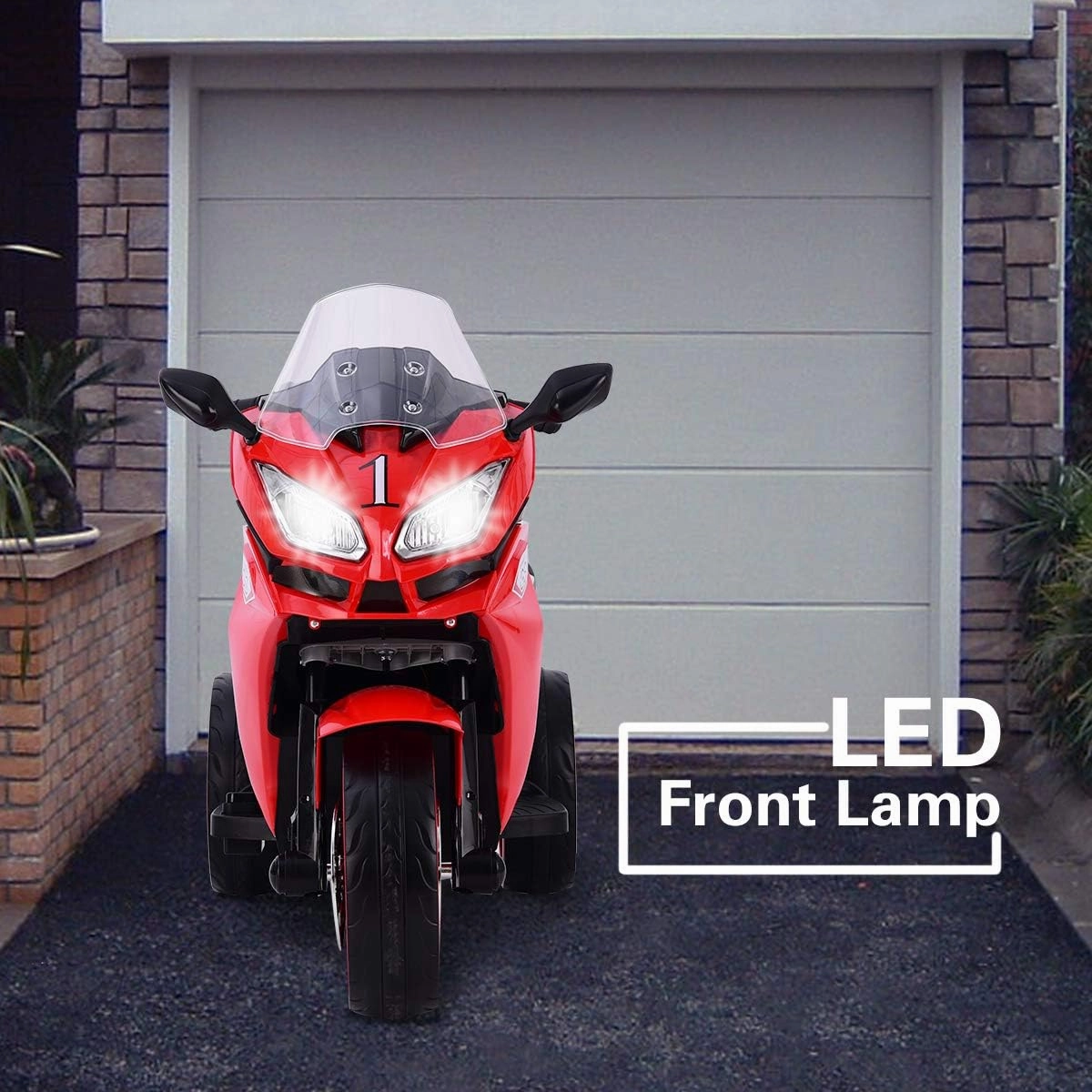 Boys Girls Electric Toy Motorcycle - Rechargeable Battery, Light-up Wheels, Great Gift for Kids (Red   Plastic   50-99 lbs)