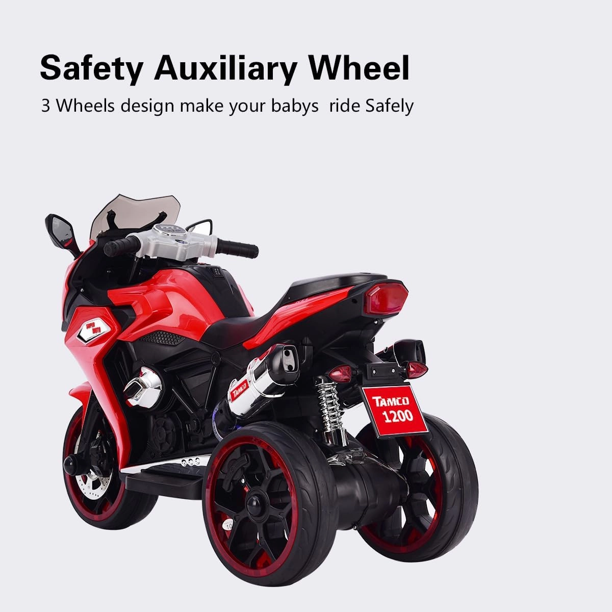 Boys Girls Electric Toy Motorcycle - Rechargeable Battery, Light-up Wheels, Great Gift for Kids (Red   Plastic   50-99 lbs)