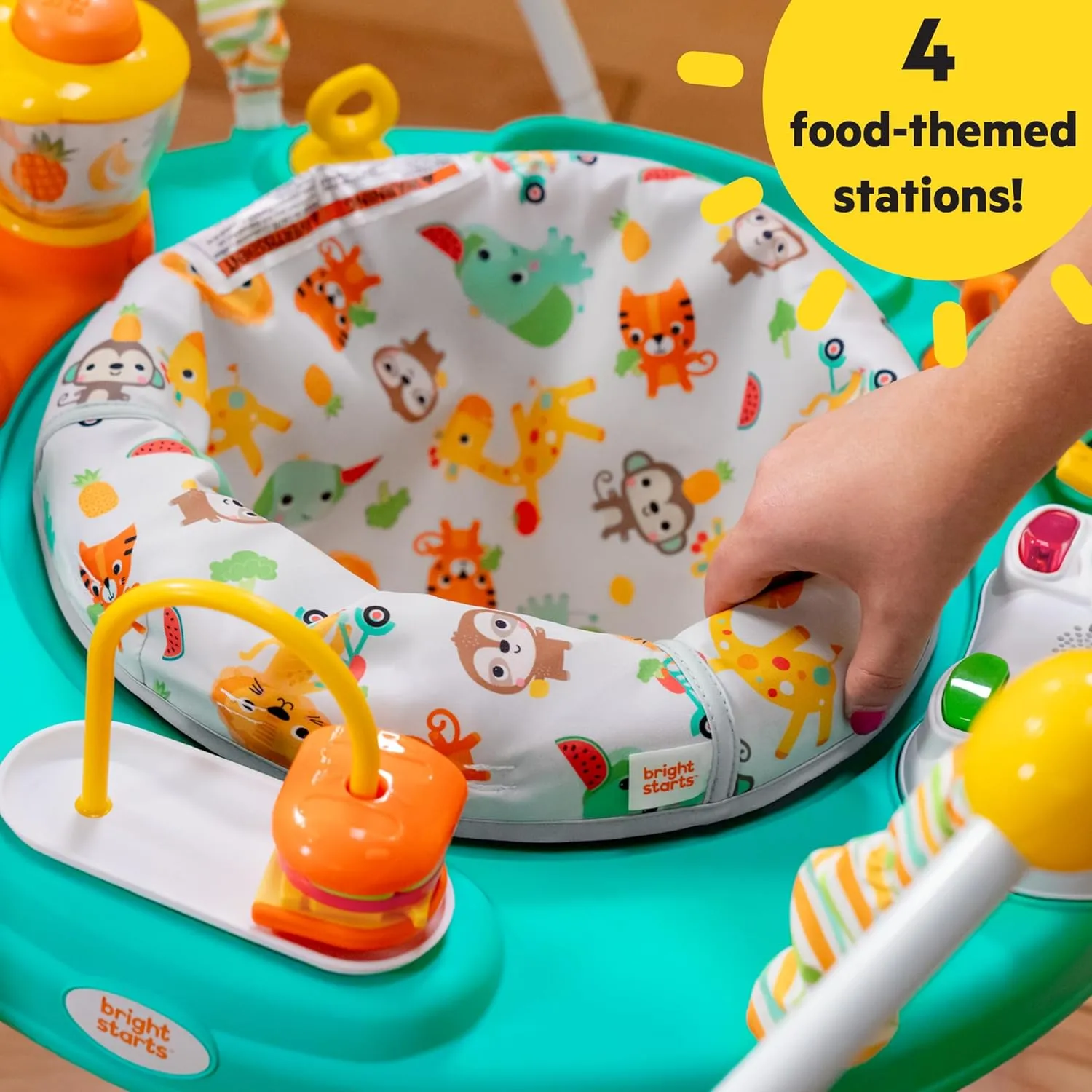 Bright Starts Cooking Up Fun Baby Activity Jumper with Music and Lights, Kitchen Role Play Toys, Unisex, 6 Months , Up to 25 lbs