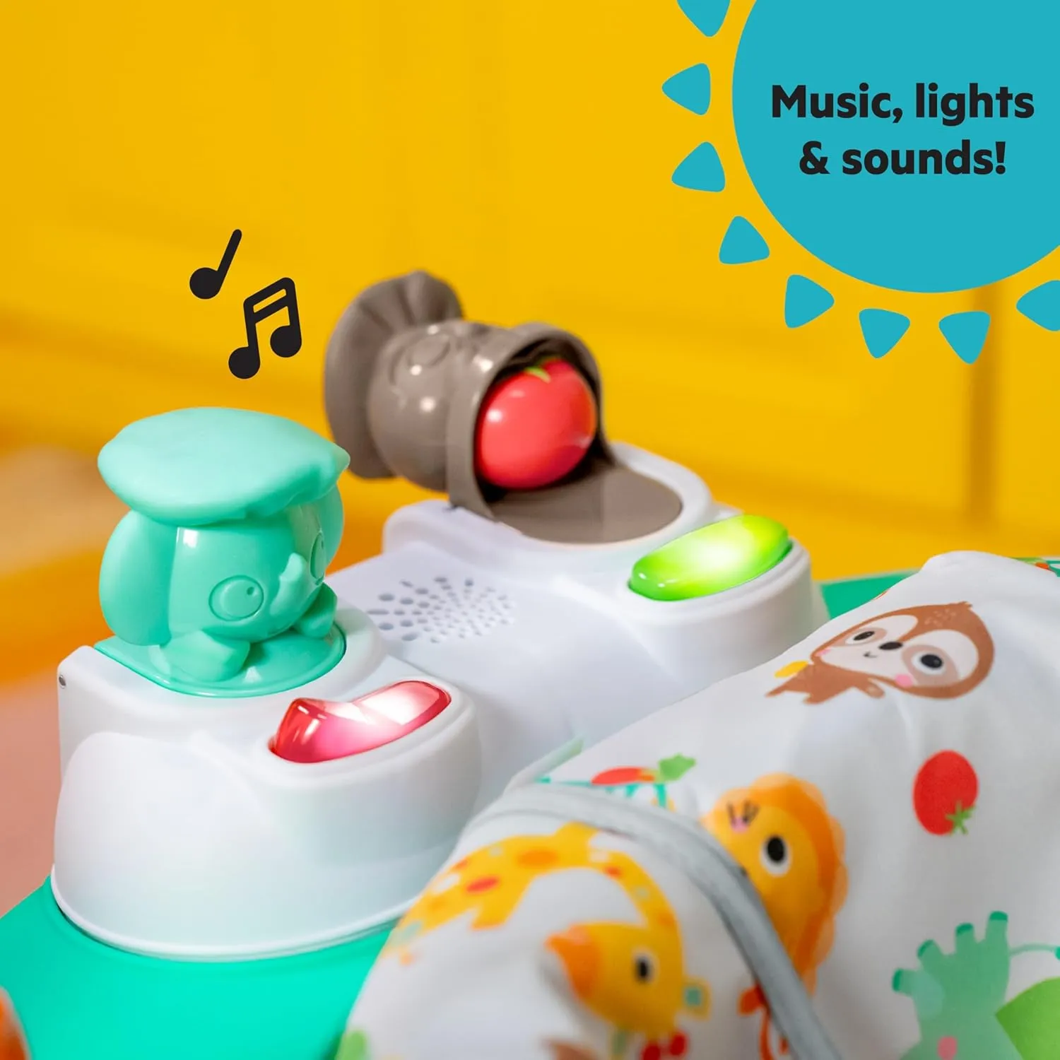 Bright Starts Cooking Up Fun Baby Activity Jumper with Music and Lights, Kitchen Role Play Toys, Unisex, 6 Months , Up to 25 lbs