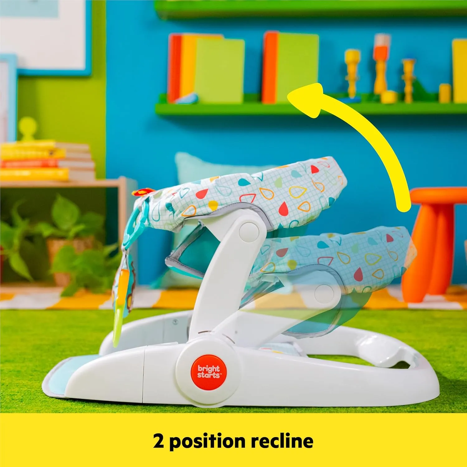 Bright Starts Learn-to-Sit 2-Position Baby Floor Seat with Toys, Unisex, 4-12 Months, Wild Wiggles