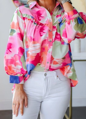 Bright Floral Button Blouse