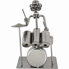Broadway Gifts Co Classic Silvertone Drummer 7" Metal Tabletop Figure