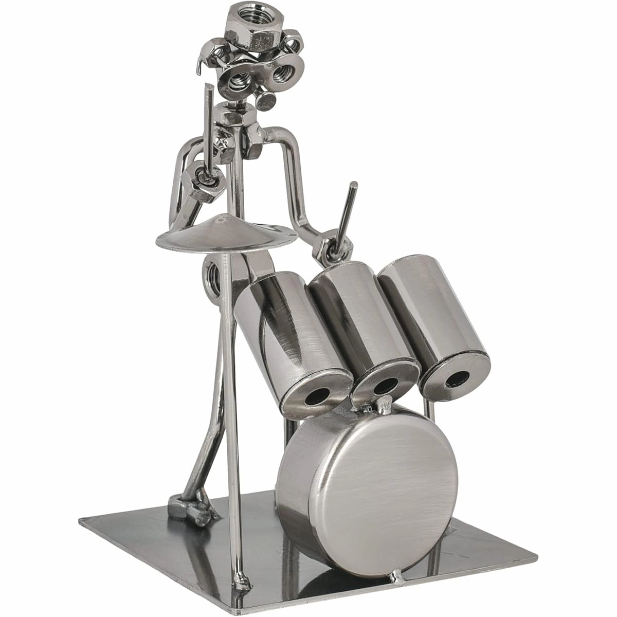 Broadway Gifts Co Classic Silvertone Drummer 7" Metal Tabletop Figure