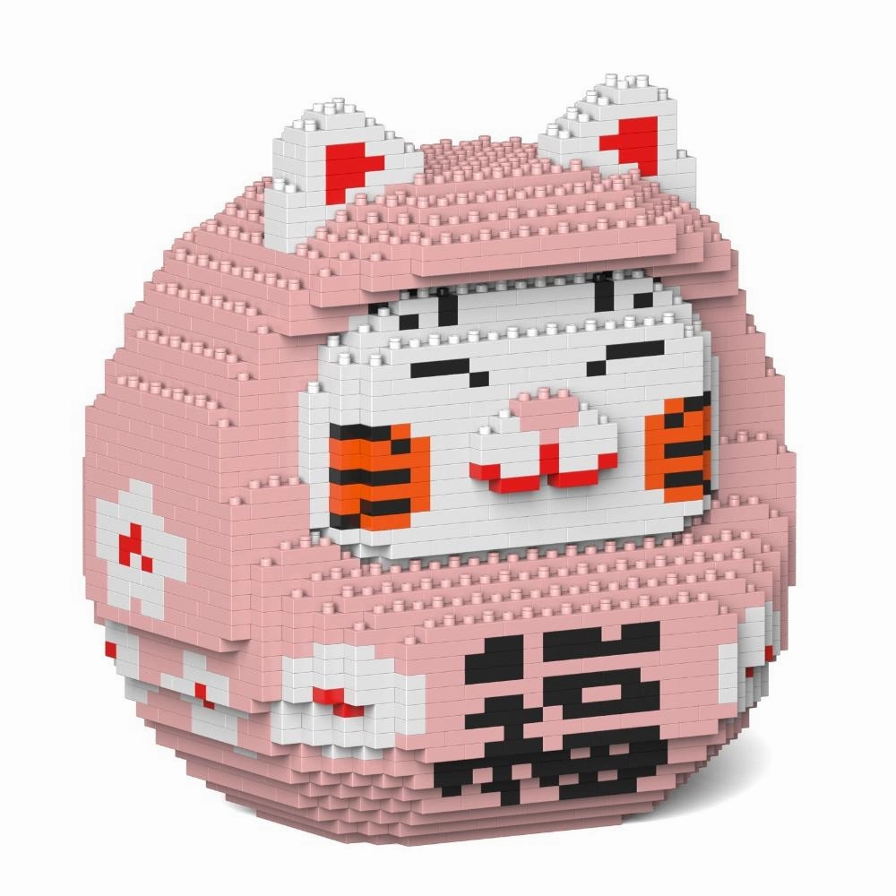 Building Blocks Japanese Sankaku Maneki Neko Pink Doll 1580 Pcs (Available in 2 Sizes)