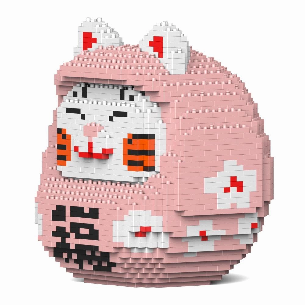 Building Blocks Japanese Sankaku Maneki Neko Pink Doll 1580 Pcs (Available in 2 Sizes)