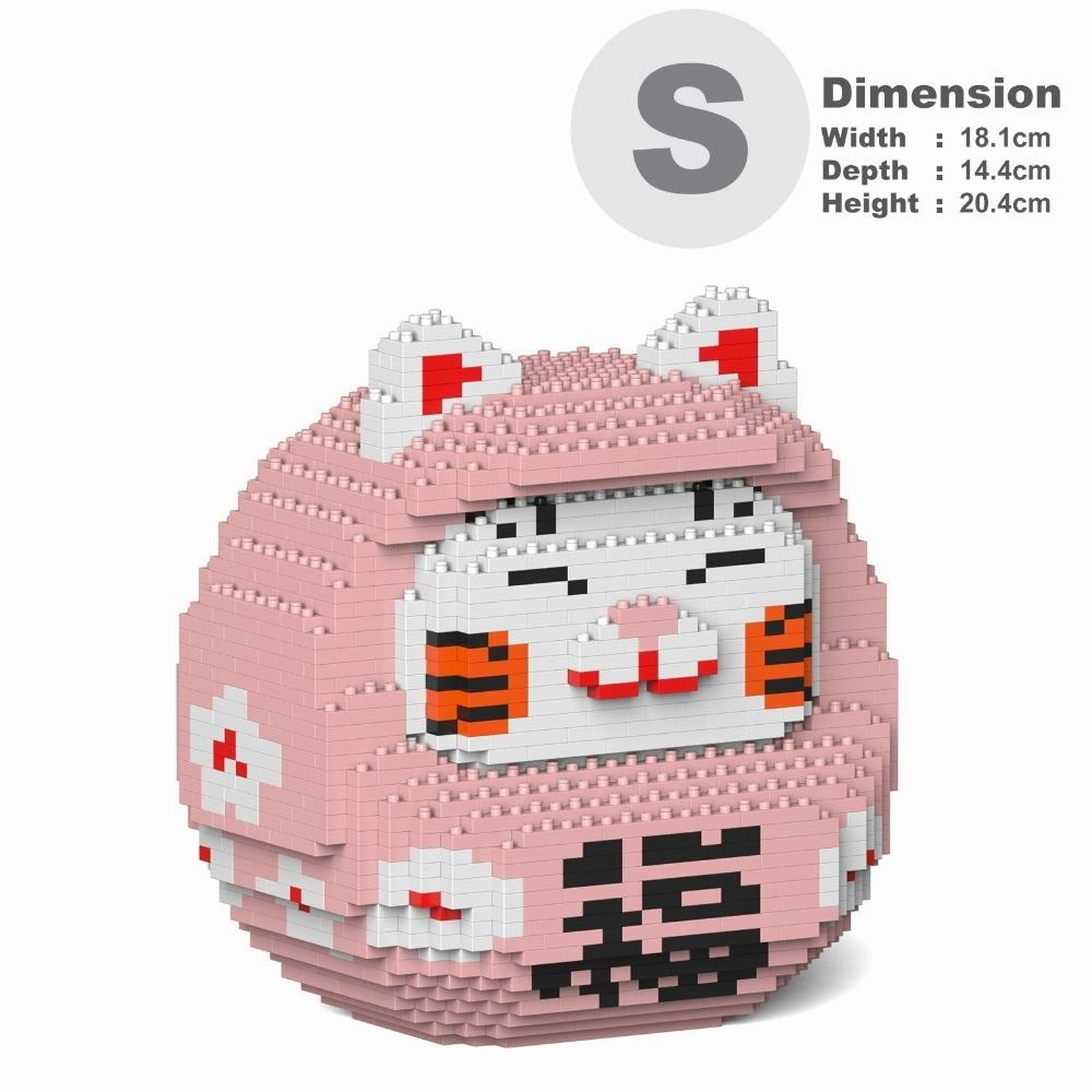 Building Blocks Japanese Sankaku Maneki Neko Pink Doll 1580 Pcs (Available in 2 Sizes)