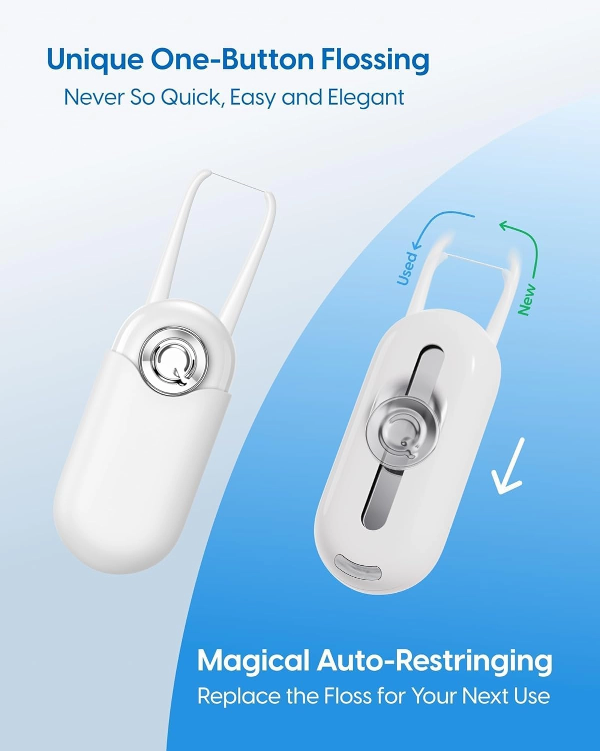 C1S Reusable Flosser Set, Auto-Restringing Flosser with Replaceable Floss Capsule, Multi-Hygiene, Portable Travel Floss, Recyclable Zero Waste, Super Mint (Abyss Black)