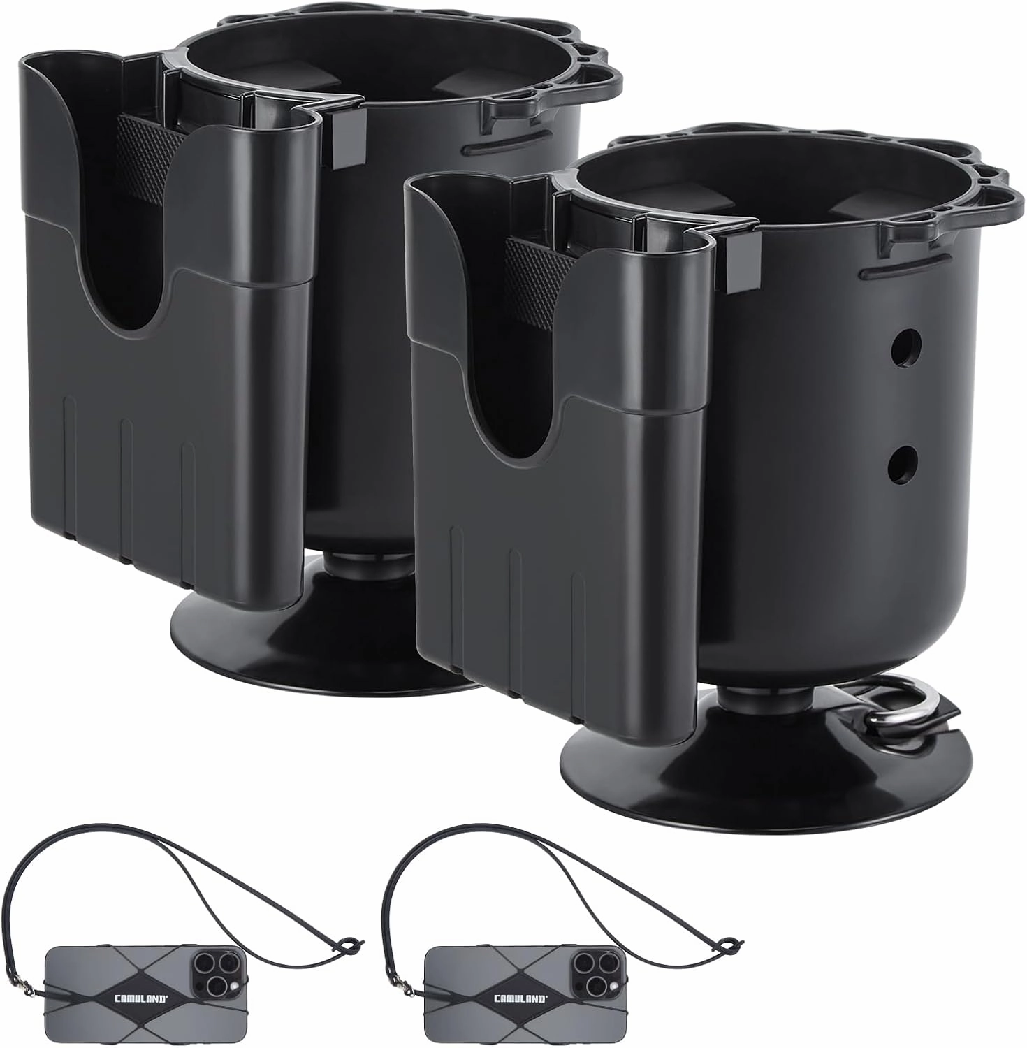 CAMULAND SUP Paddle Board Cup Holder with Rubber Tab, Multi-Functional and Anti-toppling Cup Holder Phone Holder Fishing Tool and Lures Storage, Stand Up Paddle Board Accessories Includes Action Mount