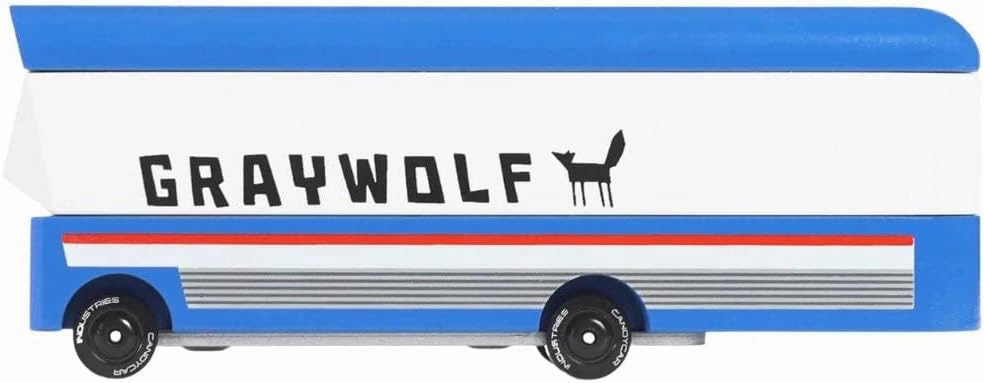 CANDYCAR® Wooden Diecast Collection - Graywolf Bus, Premium Handcrafted Beech Wood Toy Car