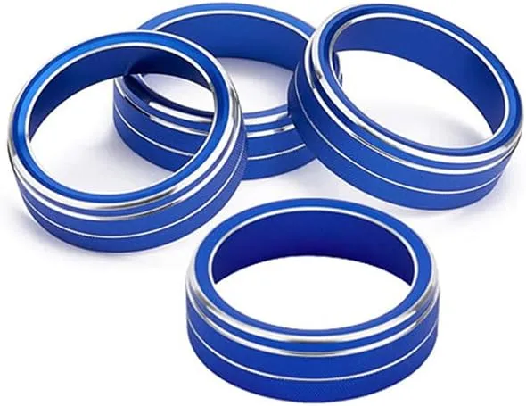 Car Air Conditioning Heat Control Switch Rotary Knob Button Ring Cover Fit for Volvo S60 V60 XC60 S60 V40 (Blue 4pcs)