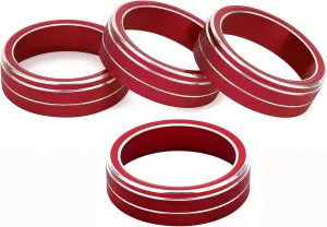 Car Air Conditioning Heat Control Switch Rotary Knob Button Ring Cover Fit for Volvo S60 V60 XC60 S60 V40 (Red 4pcs)