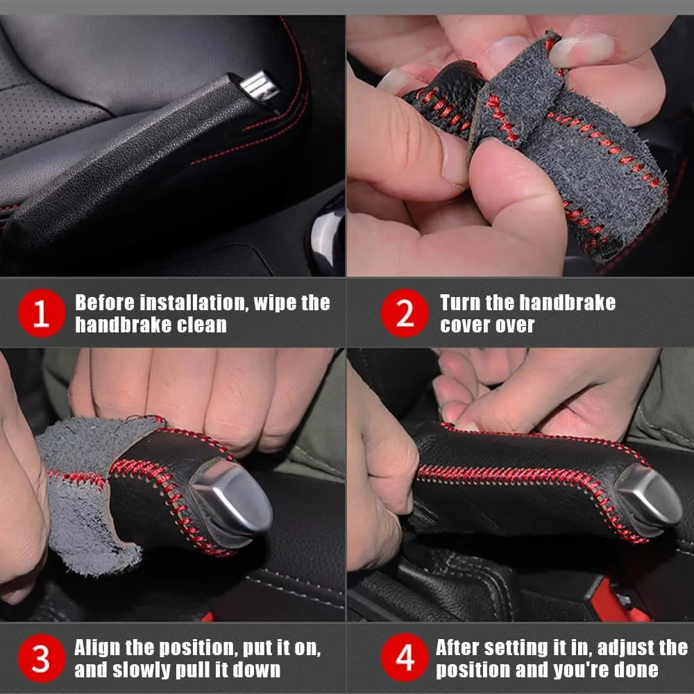 Car Handbrake Cover for Nissan Nismo Qashqai Juke Kicks 350Z 370Z 400Z Sentra Note Leather Non-Slip Handbrake Protective Cover Handbrake Sleeve Handbrake Grips Interior Accessories,Beige
