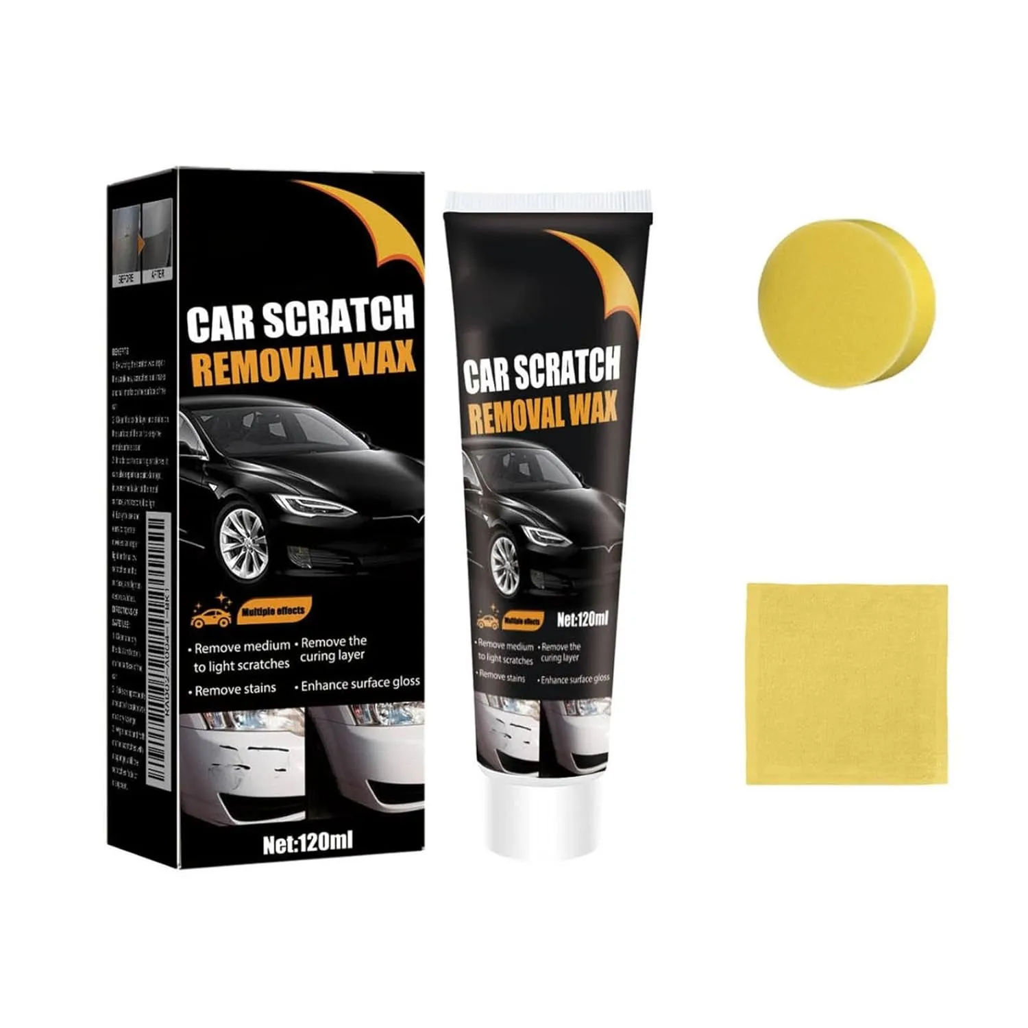 Car Scratch Remover & Erase Car Scratches Repair Paste Kit with Sponge/Wipe - Grade Polish Wax for Cars Quick Scratch Removal, Long-Lasting Protection, Easy Application (2)