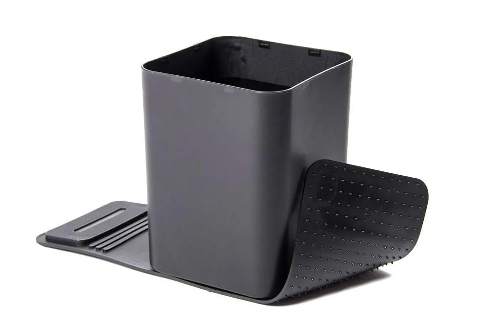 Car Trash Can for Vehicles Leakproof Compact Garbage Bin w/ Stability Flap, Anti-Slip Base, Portable Trash Holder for Cars, Trucks, SUVs, Minivans Compact, Auto Container Organizer (Black, Medium)