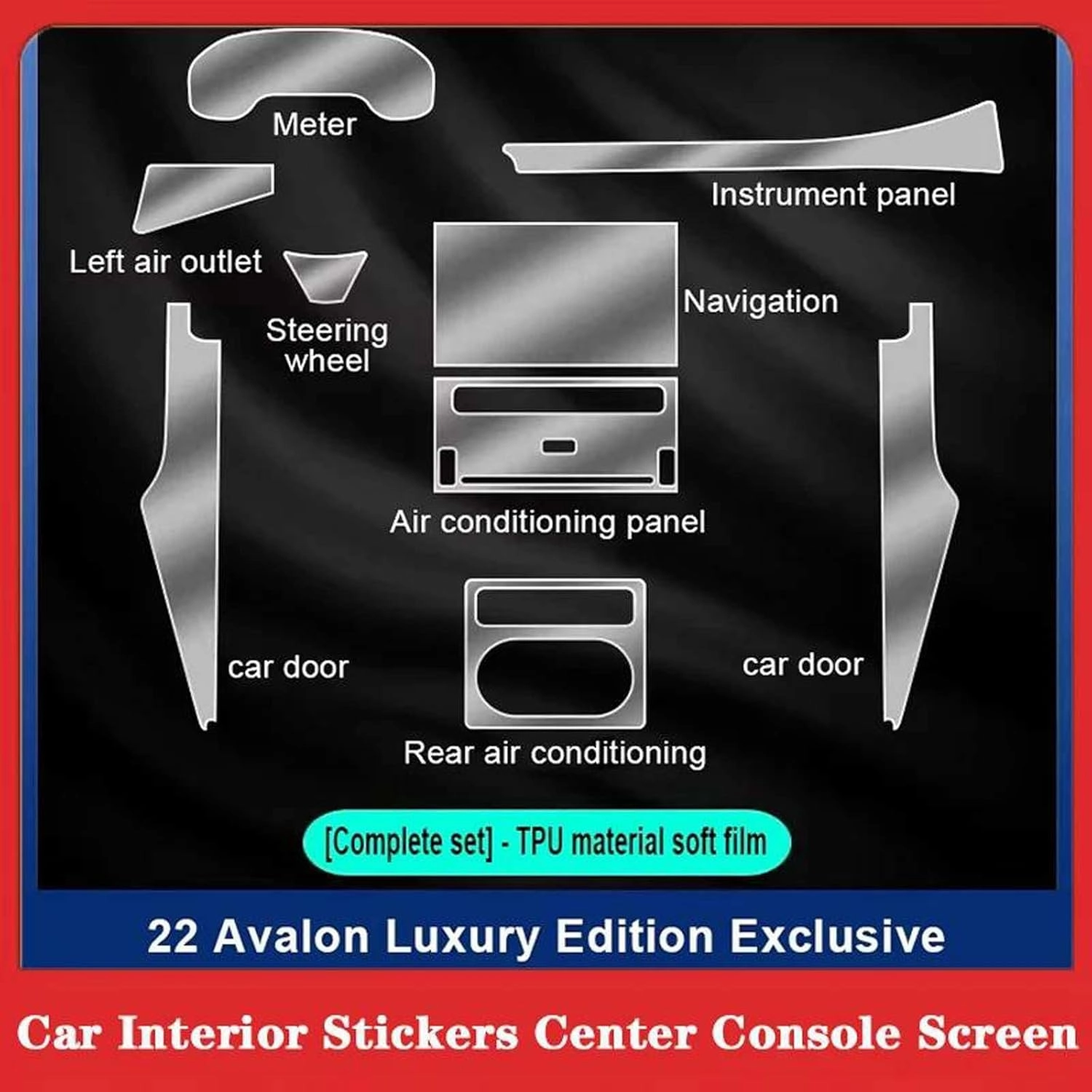 Car Interior Center Console Air Gear Navigation Door Windows Lifting Panel TPU Transparent Film, for Toyota Avalon 2022