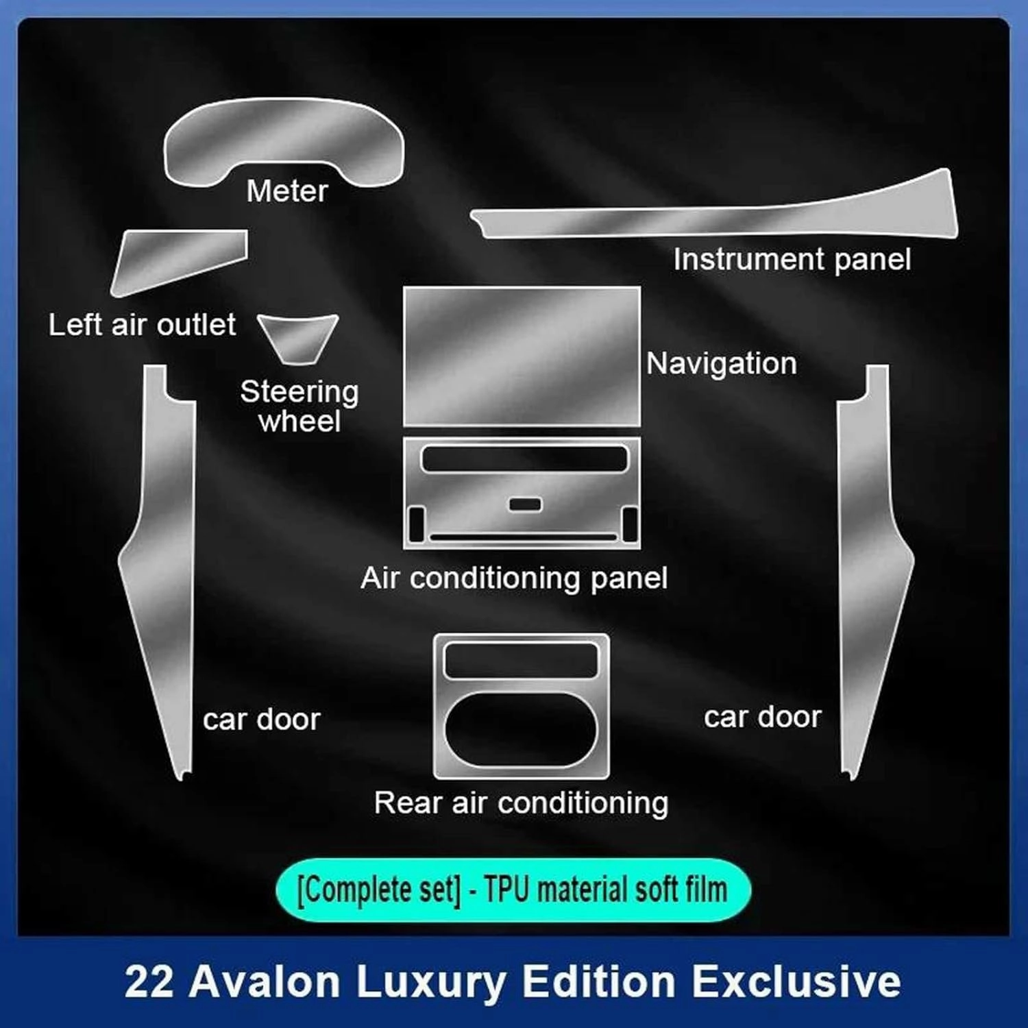 Car Interior Center Console Air Gear Navigation Door Windows Lifting Panel TPU Transparent Film, for Toyota Avalon 2022