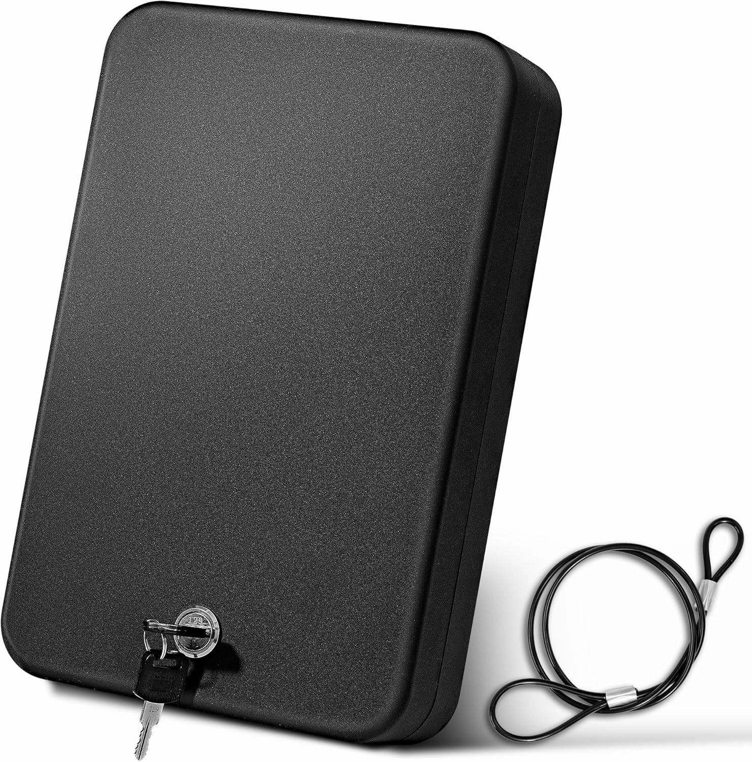 Car Portable Gun Safe for Handgun and Valuables, Pistol Safe, Handgun Lock Box for Car, 9.4" x6.6" x1.8",Black