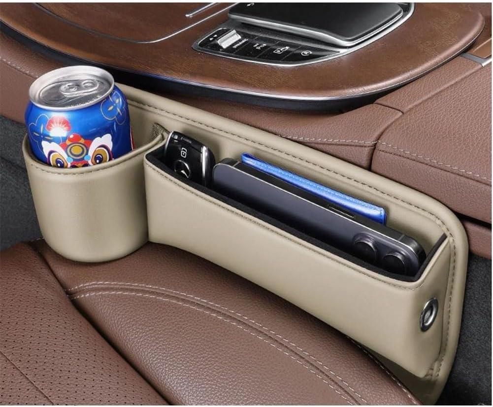 Car Seat Gap Filler Organizer for Mini Cooper 2014-2018 2-Door, Leather Cup Holder Crevice Bag Front Seats Center Console Side Storage Box for Cards Keys,D