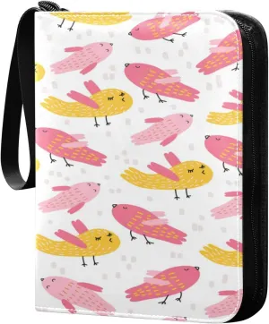 Card Binder 4 Pocket, Trading Card Binder Holder Fits 400 Cards with 50 Sleeves, Card Collection Binder Album Book Holder for Baseball Football Games Cards, Cute Colorful Animals Birds