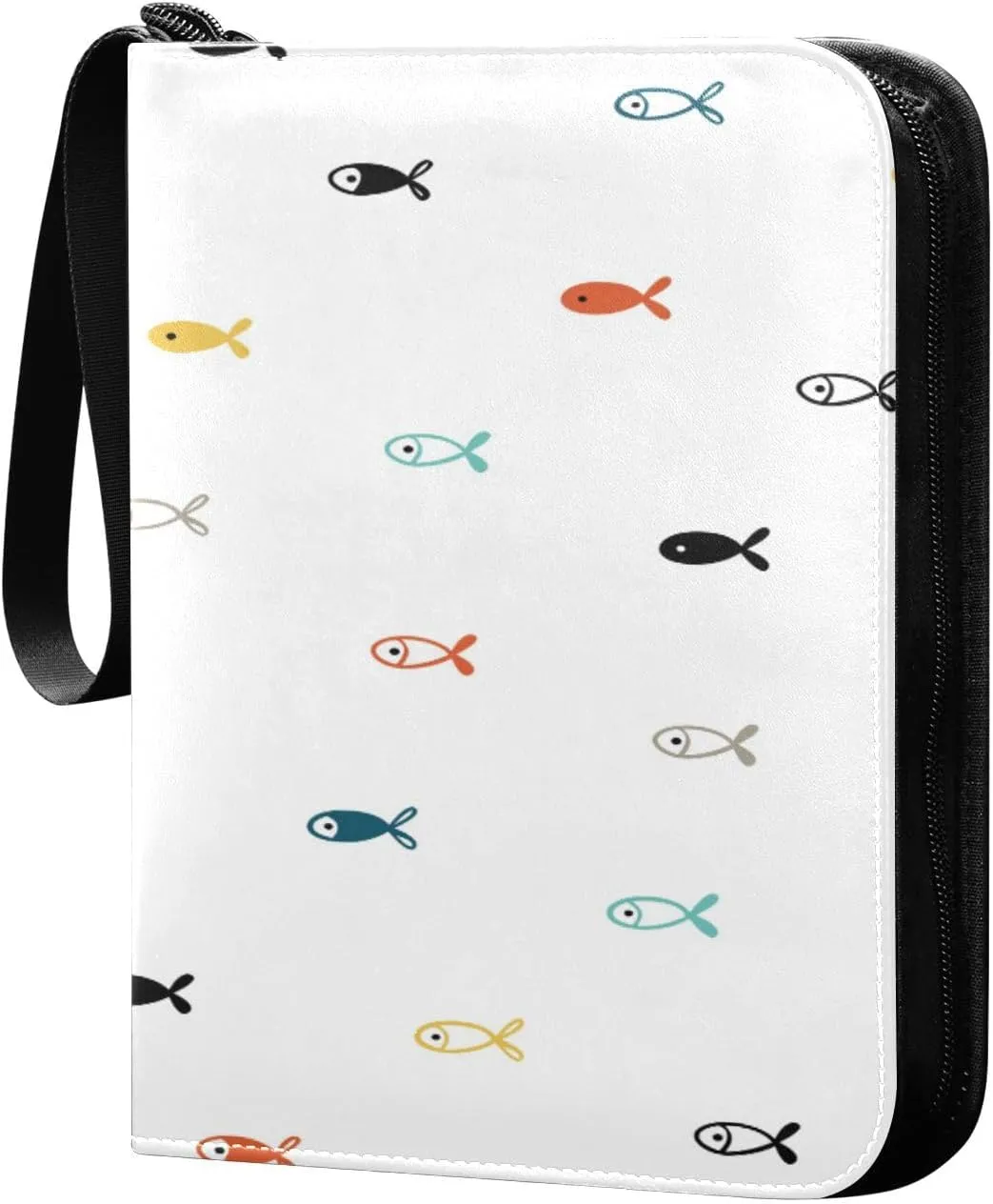 Card Binder 4 Pocket, Trading Card Binder Holder Fits 400 Cards with 50 Sleeves, Card Collection Binder Album Book Holder for Baseball Football Games Cards, Cute Little Fishes