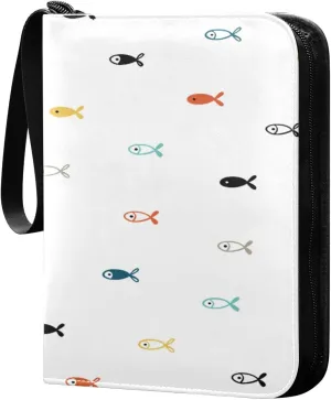 Card Binder 4 Pocket, Trading Card Binder Holder Fits 400 Cards with 50 Sleeves, Card Collection Binder Album Book Holder for Baseball Football Games Cards, Cute Little Fishes