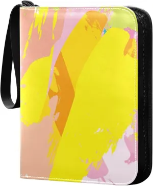 Card Binder Abstract Colorful Paint Brush Trading Card Album with 50 Removable Sleeves Fits 400 Cards