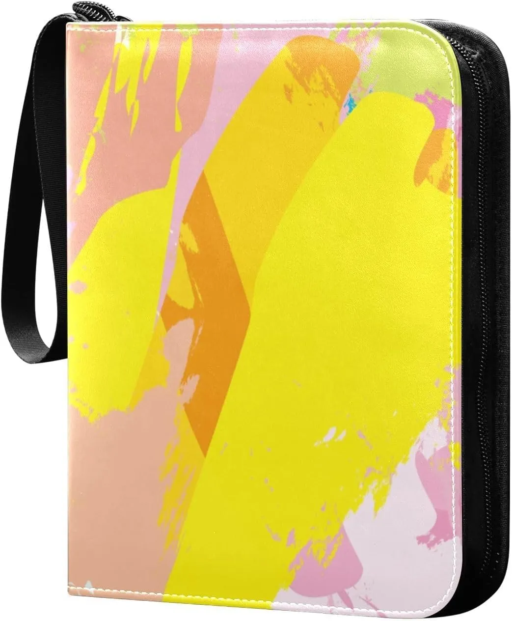 Card Binder Abstract Colorful Paint Brush Trading Card Album with 50 Removable Sleeves Fits 400 Cards
