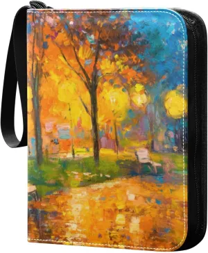 Card Binder Colorful Autumn Landscape Trading Card Album with 50 Removable Sleeves Fits 400 Cards