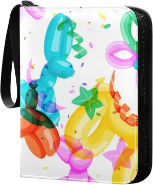 Card Binder Colorful Balloons Animals Flowers Trading Card Album with 50 Removable Sleeves Fits 400 Cards