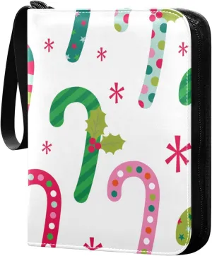 Card Binder Colorful Christmas Candy Trading Card Album with 50 Removable Sleeves Fits 400 Cards