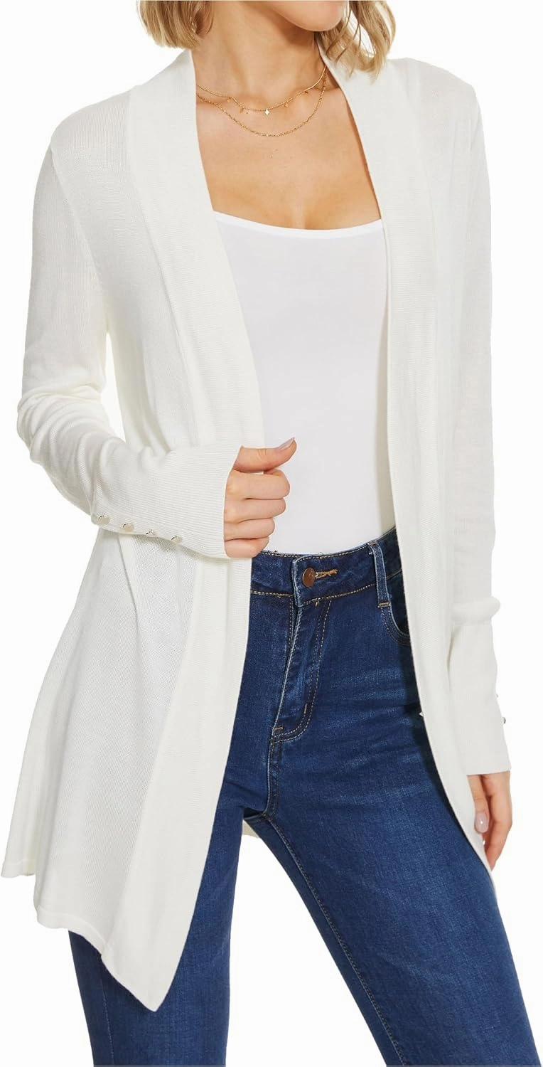 Cardigan Sweaters for Women Dressy Casual Open Front Long Sleeve Lightweight Cardigans for Spring Early Fall