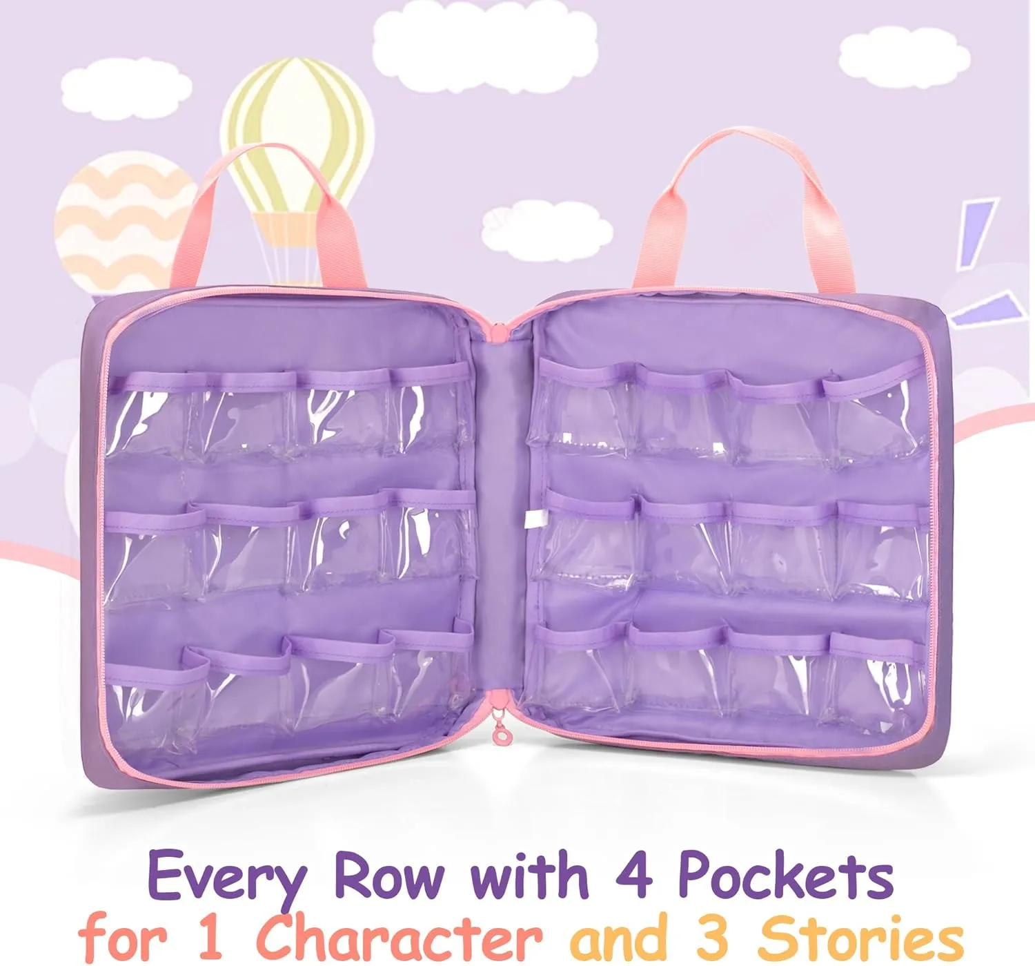 Carrying Case Compatible with Little Tikes Story Dream Machine Books, Hold Up to 8 Characters and 24 Books, Toy Storage Bag for Storybook, Character Collection